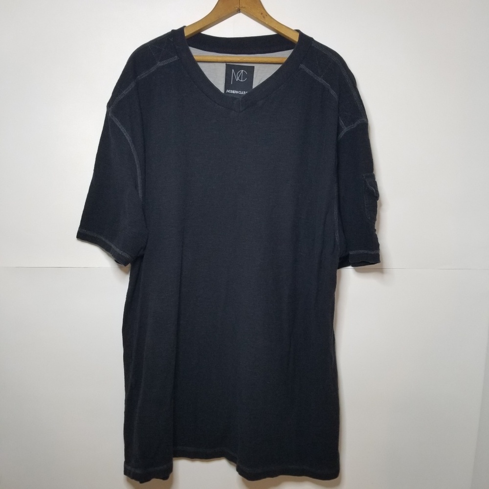 Mens Modern Culture Distressed V Neck Cotton Tee